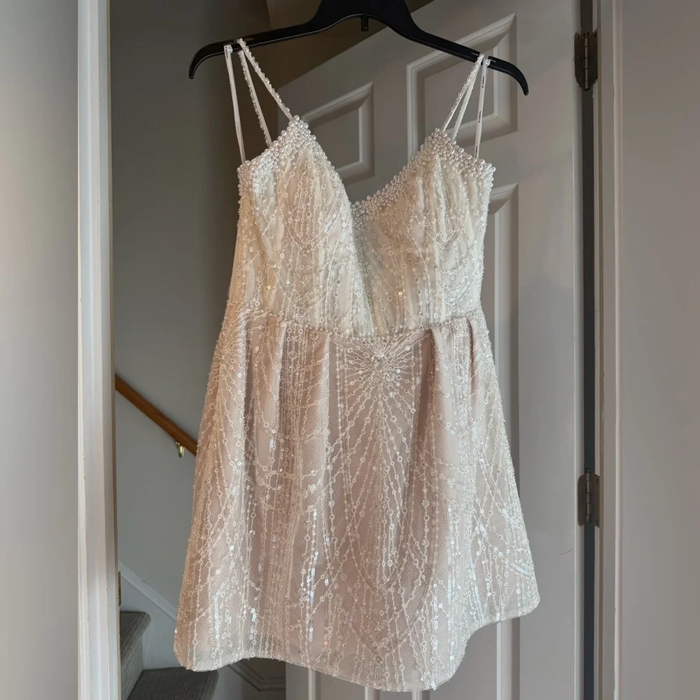 Watters Fancy Beaded Sequin Mini Dress - Picture 3 of 12